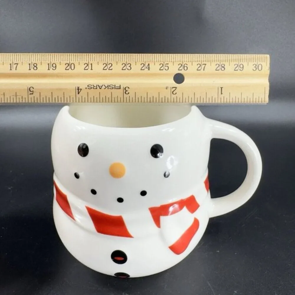 Williams Sonoma Bonjour Snowman Ceramic Coffee Mug Cup Holiday Mug Drinking Cup‎